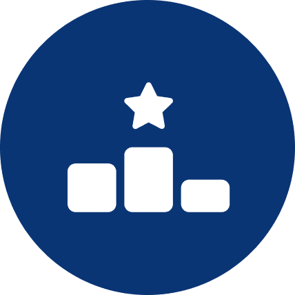 Winners podium icon with star